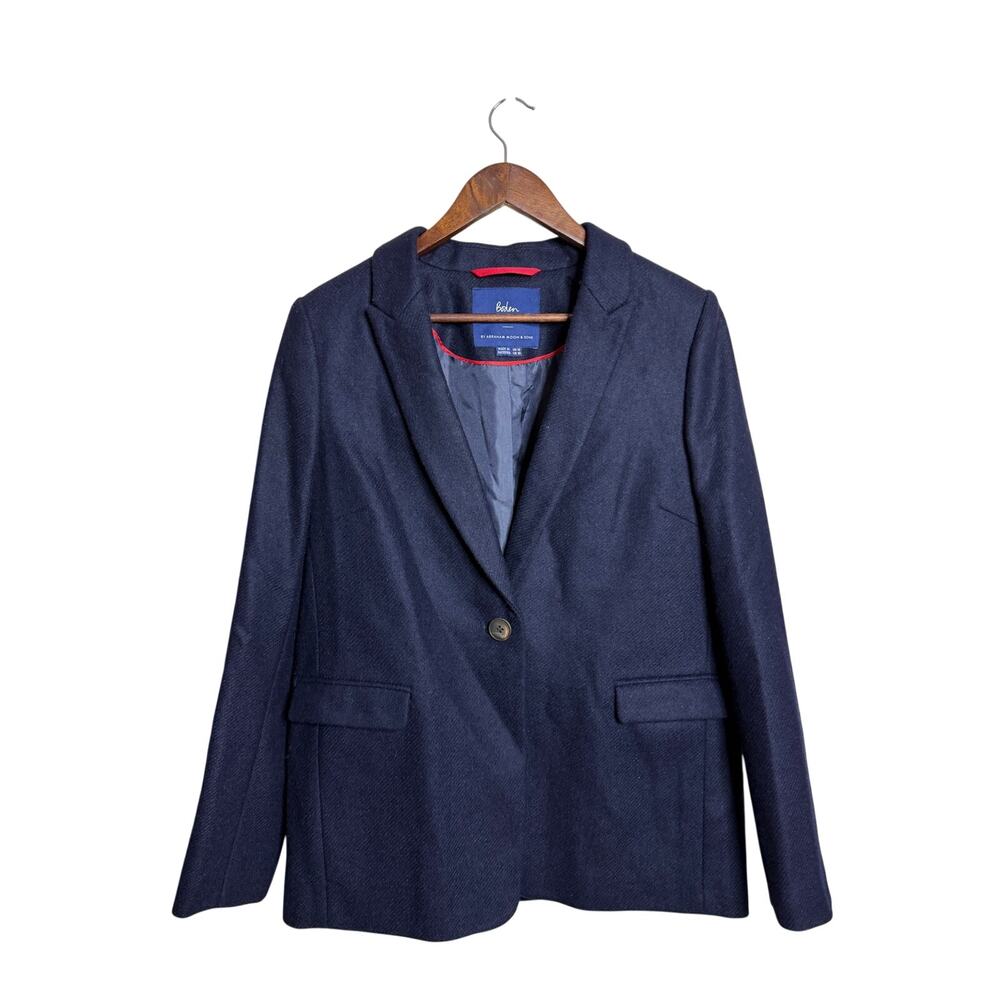 Boden British Tweed Abraham Moon & Sons Navy 100% Wool Blazer Jacket US 10